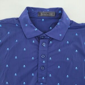 G/FORE Skull Print Golf Polo Shirt Mens Size Small Blue Short‎ Sleeve Collared